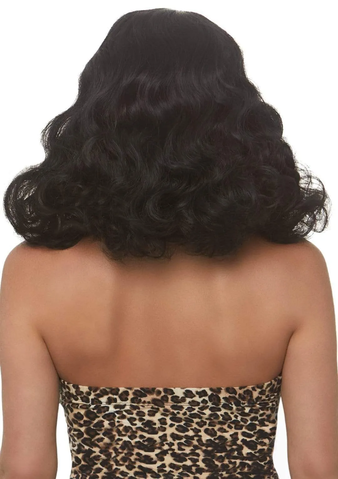 16 Inch Retro Curly Bob Wig - Black