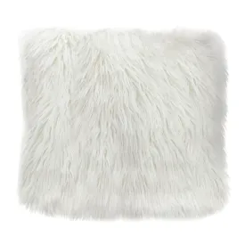 18" Square Accent Pillow by Diamond Sofa in White Dual-Sided Faux Fur