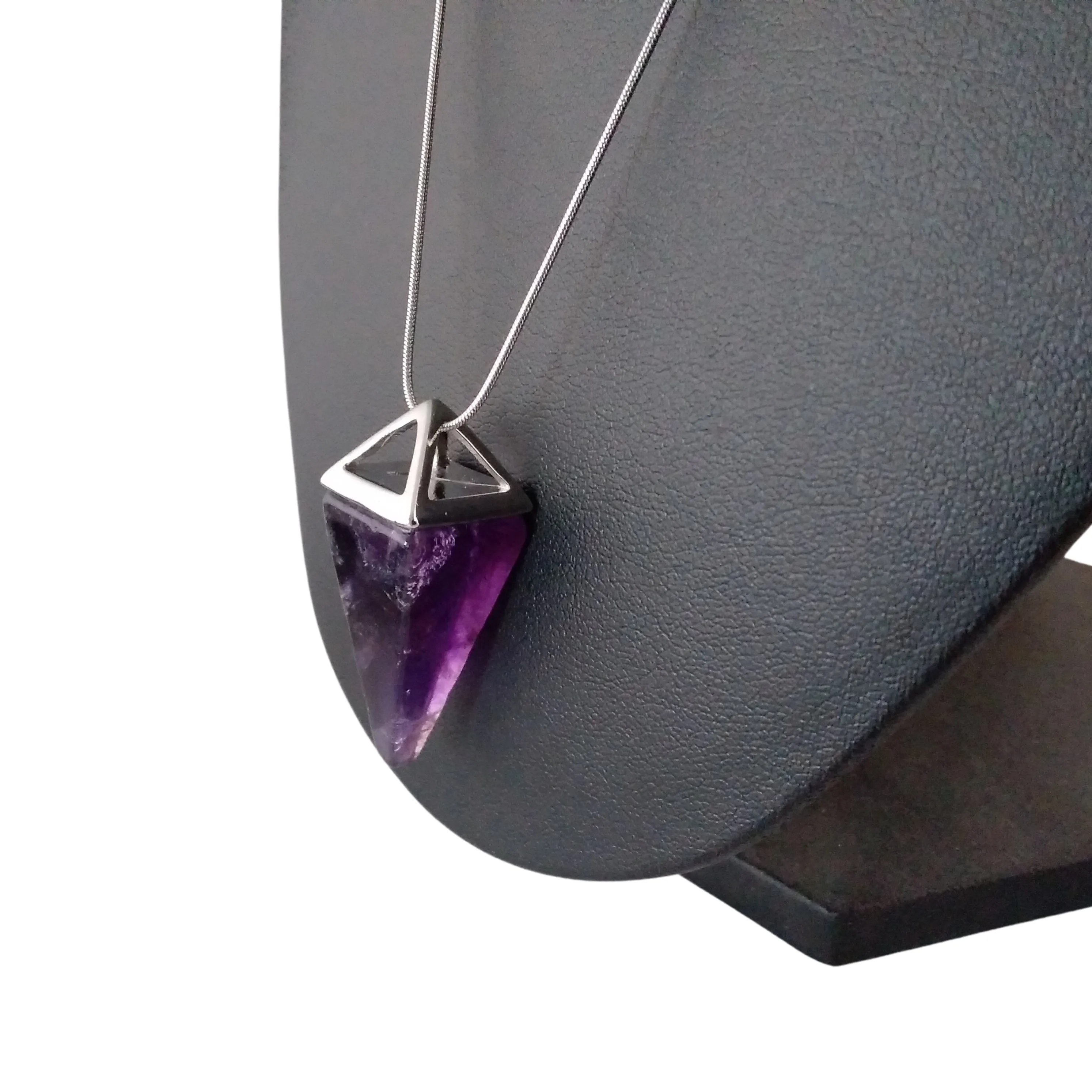 Amethyst Silver Pendulum Necklace