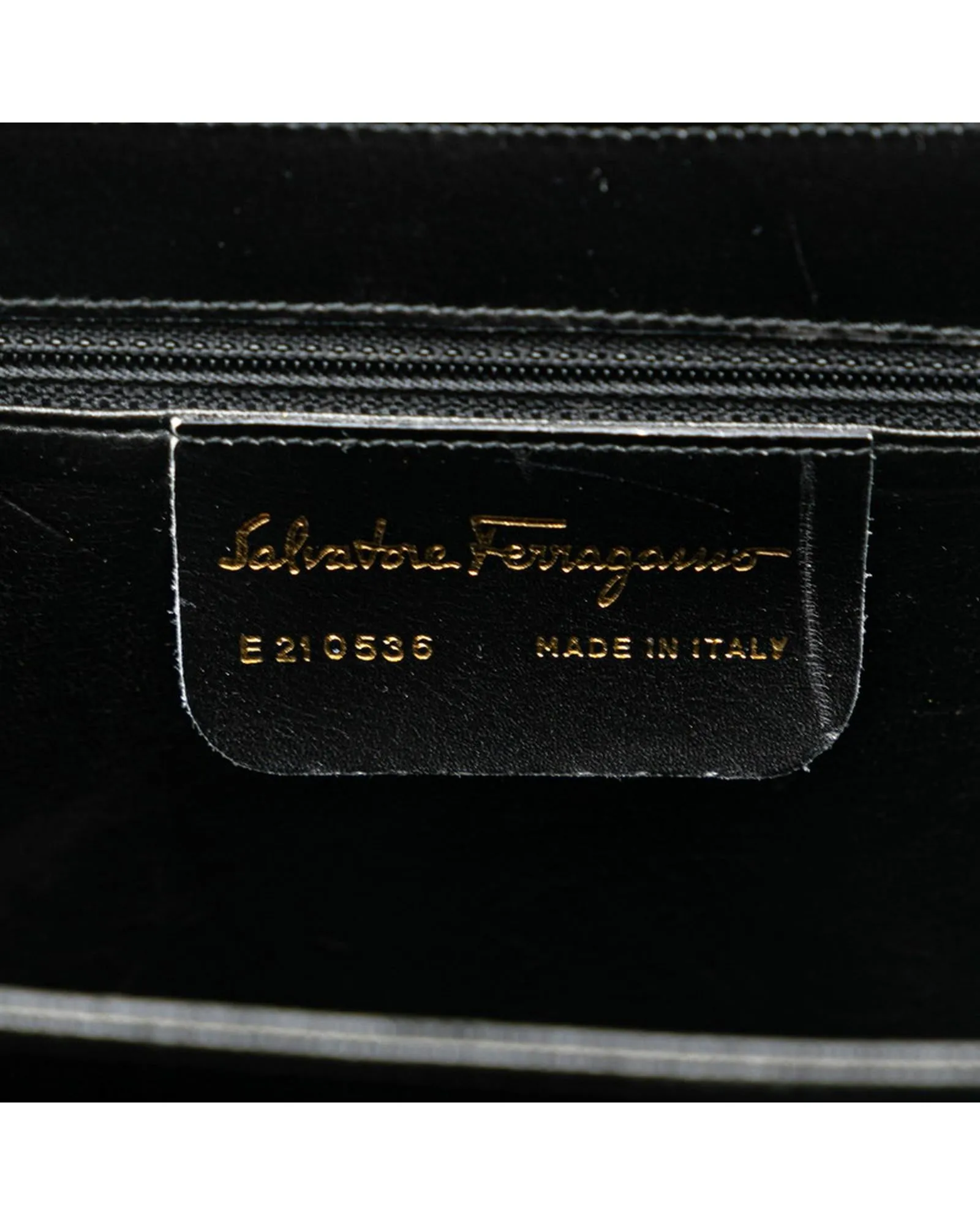 Authentic Black Leather Gancini Handbag by Salvatore Ferragamo