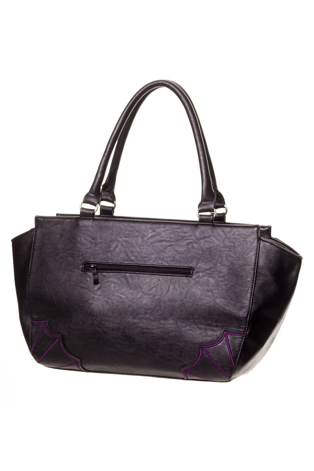 Banned Alt - Bat Wings - Black / Purple Handbag