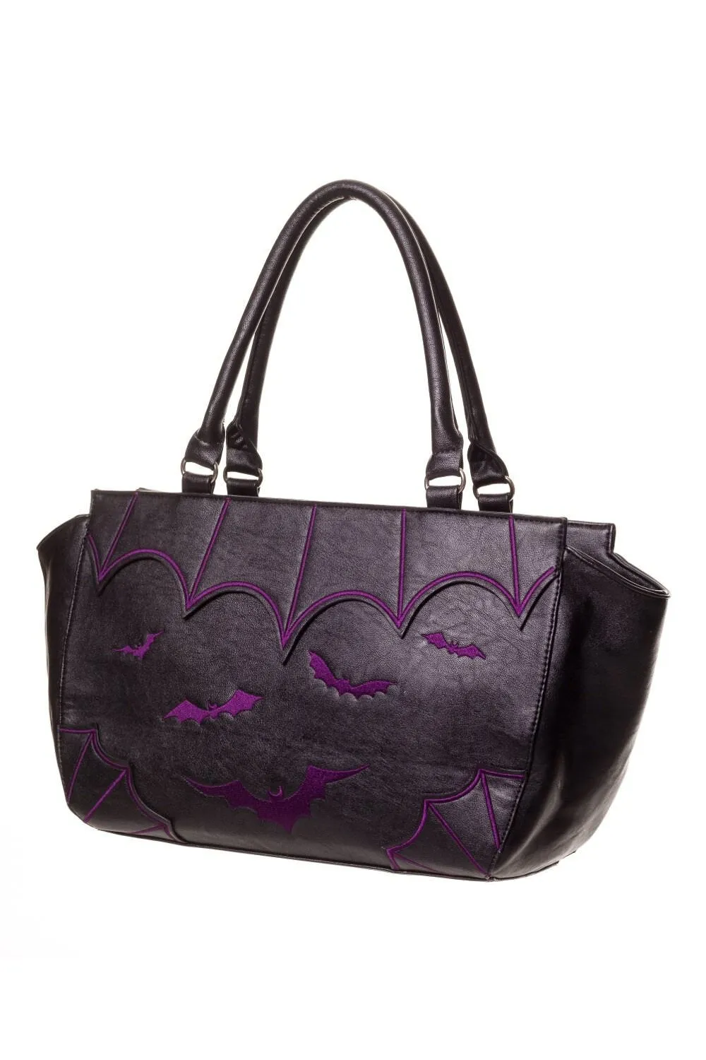 Banned Alt - Bat Wings - Black / Purple Handbag