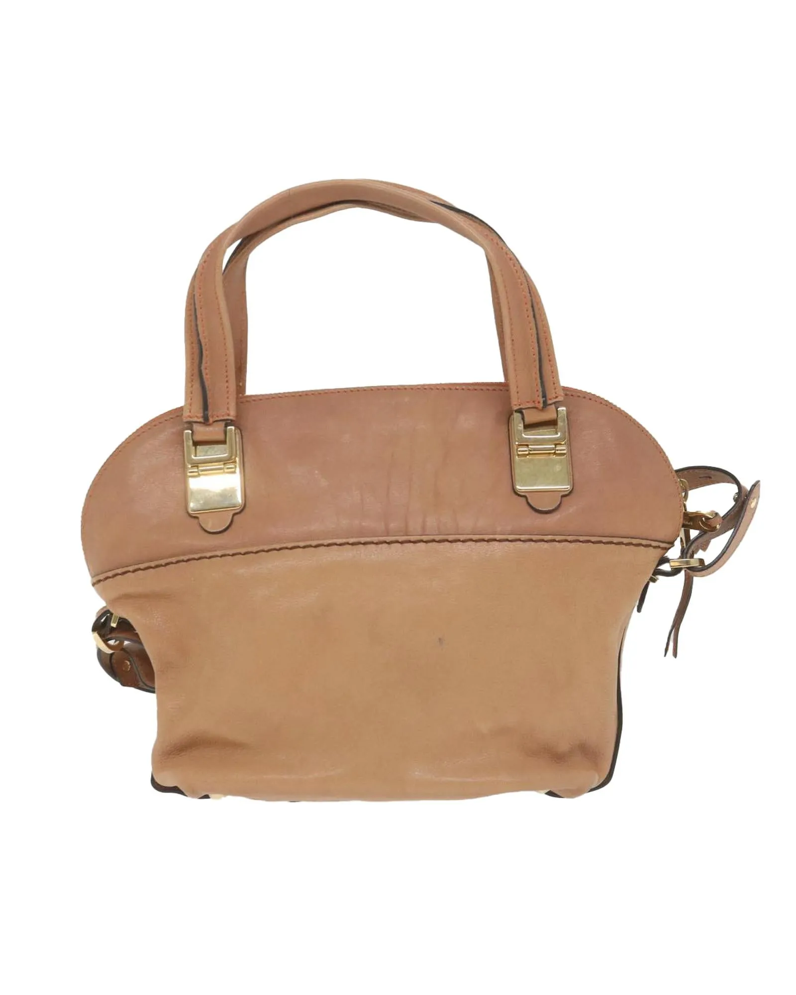 Beige Leather 2-Way Shoulder Bag