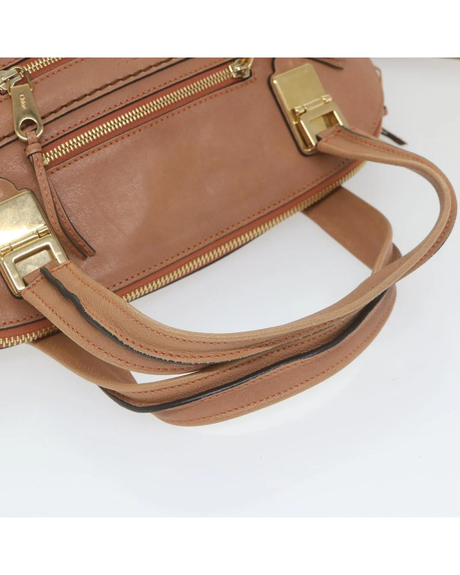 Beige Leather 2-Way Shoulder Bag