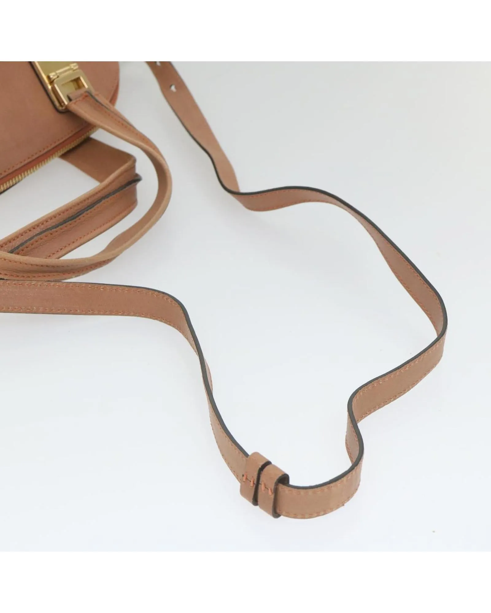 Beige Leather 2-Way Shoulder Bag