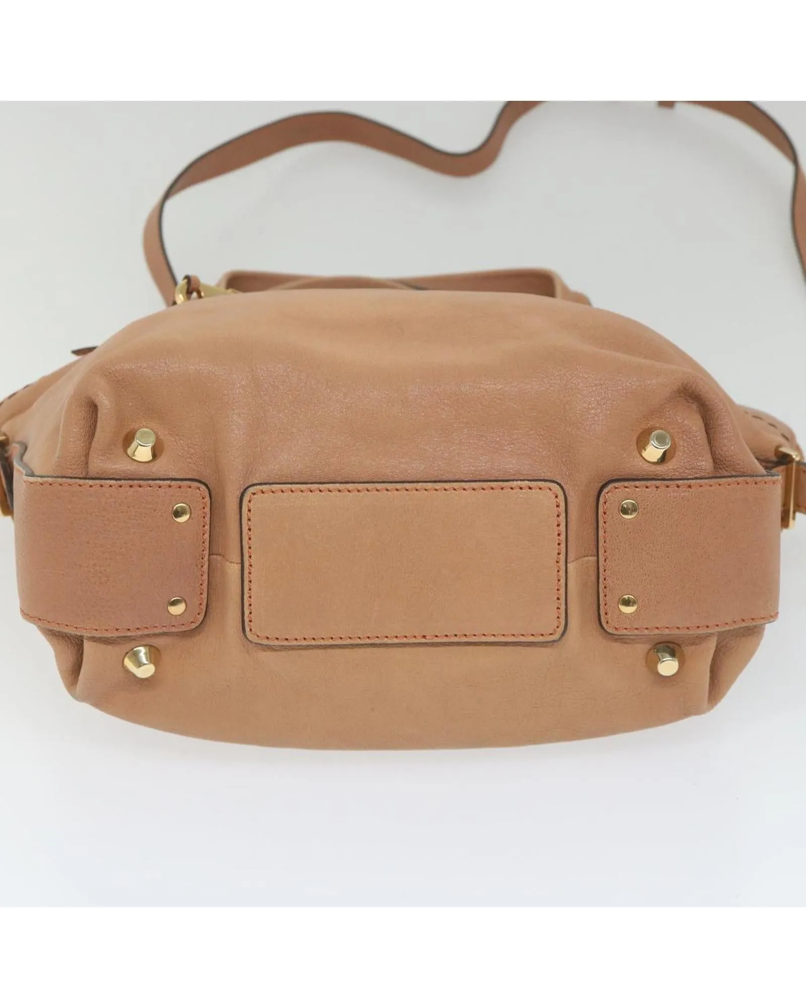 Beige Leather 2-Way Shoulder Bag