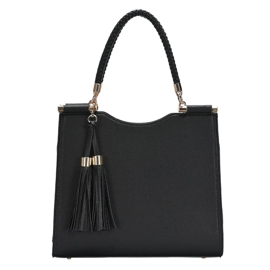 BGT2961 Structured Stylish Double Tassel Satchel Bag