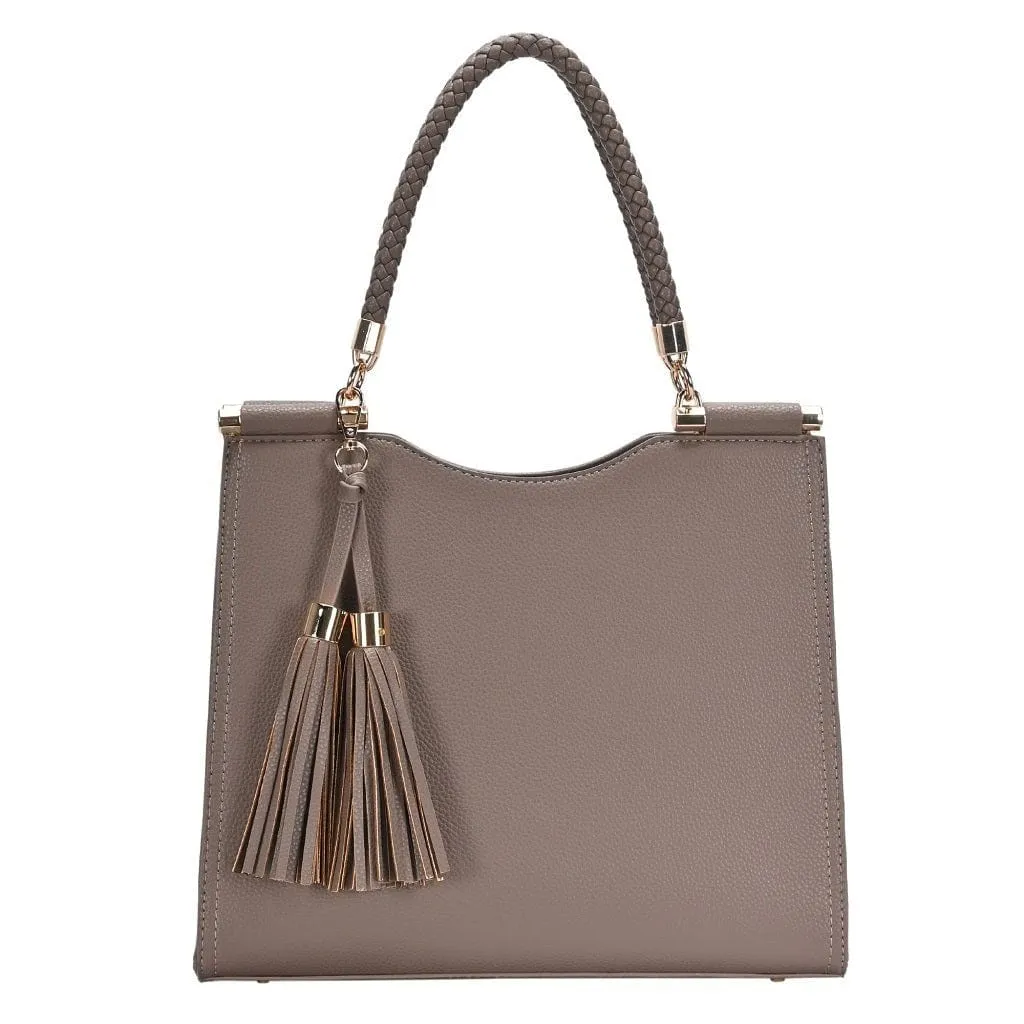 BGT2961 Structured Stylish Double Tassel Satchel Bag