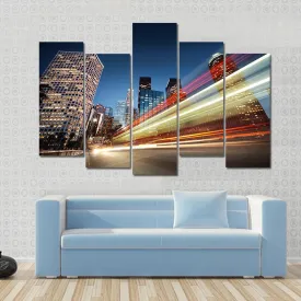 Blurred Bus Speeding Canvas Wall Art