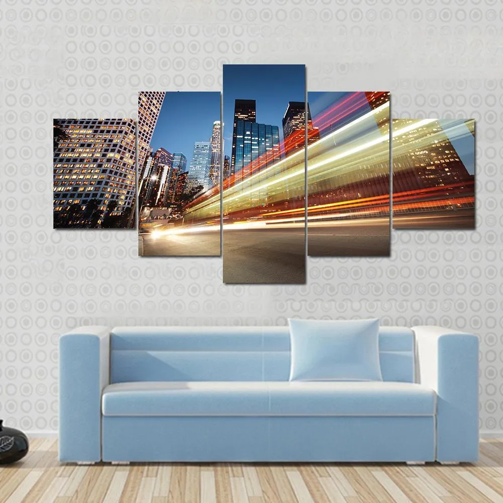 Blurred Bus Speeding Canvas Wall Art