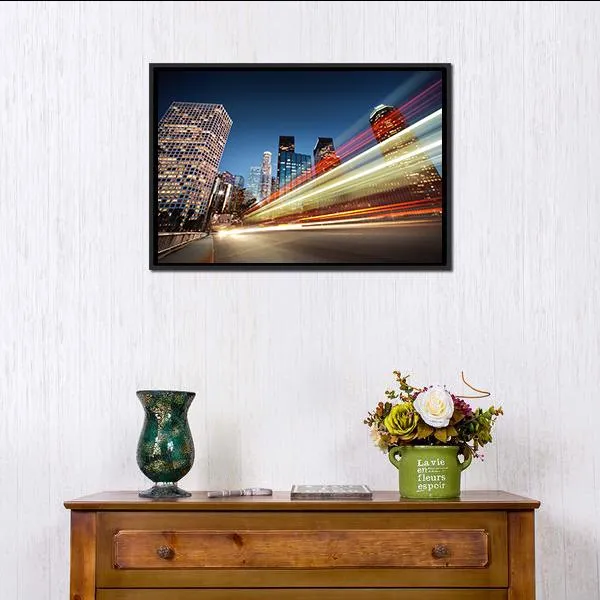 Blurred Bus Speeding Canvas Wall Art