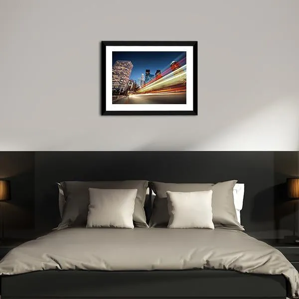 Blurred Bus Speeding Canvas Wall Art