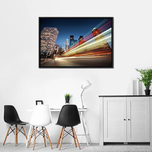 Blurred Bus Speeding Canvas Wall Art