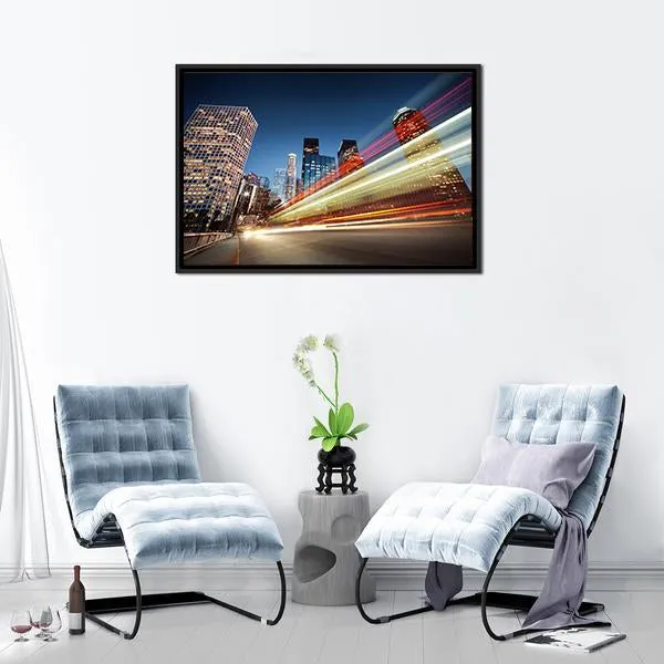 Blurred Bus Speeding Canvas Wall Art