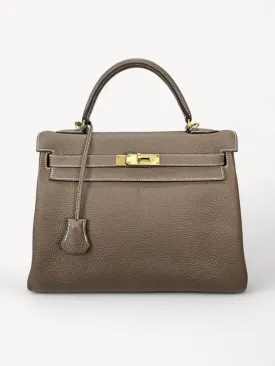 Bolsa Hermès Kelly 32 Etoupe Ferragem Gold