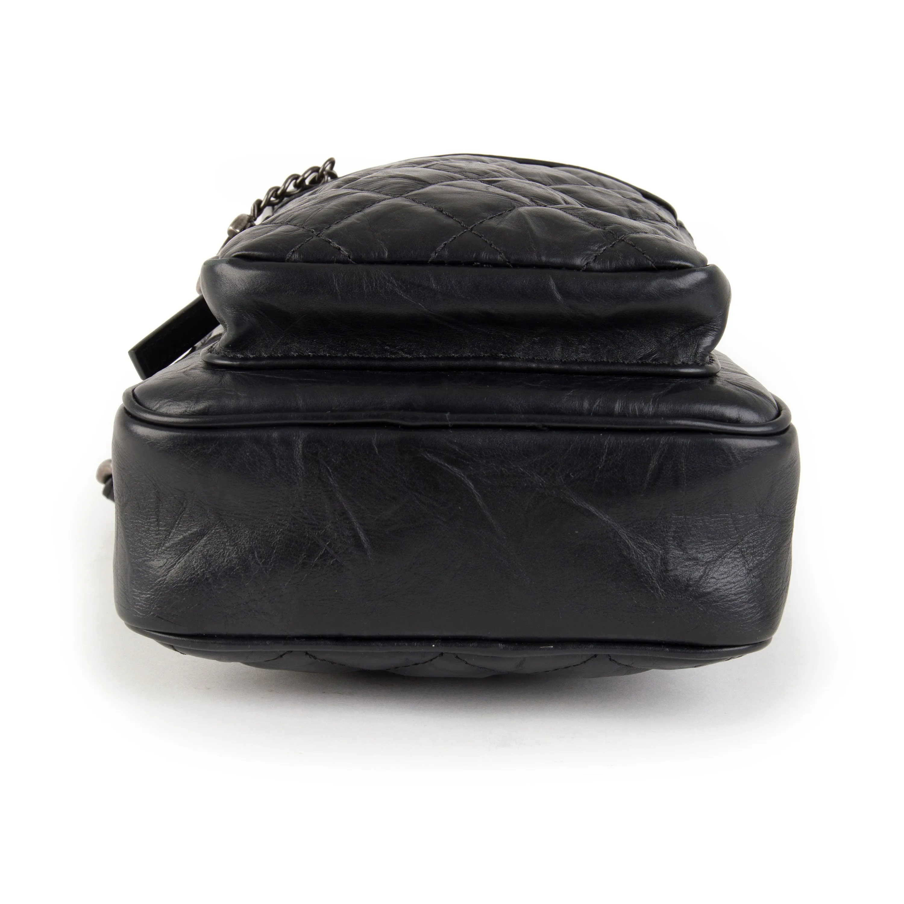 Chanel Black Quilted Calfskin Leather Casual Rock Camera Bag