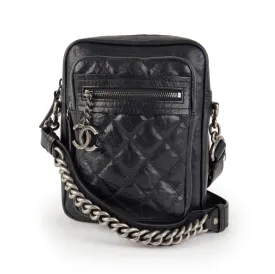 Chanel Black Quilted Calfskin Leather Casual Rock Camera Bag