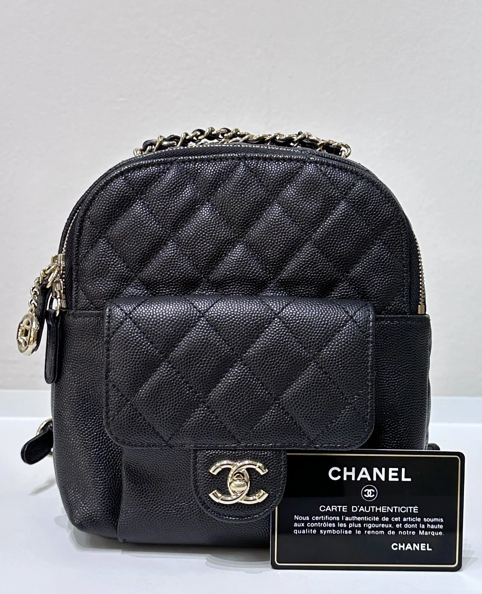 CHANEL Caviar Quilted Small CC Day Backpack Black