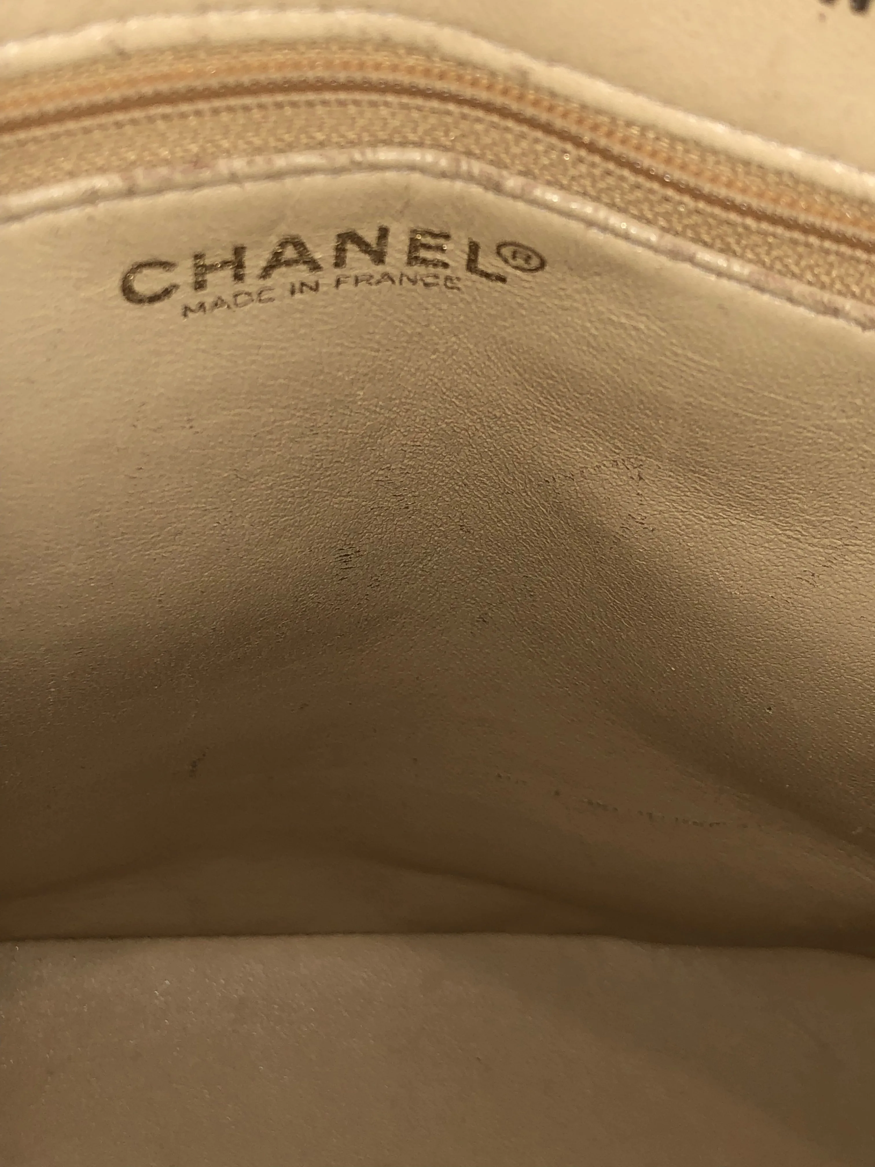 Chanel Cream Caviar Leather Medallion Tote