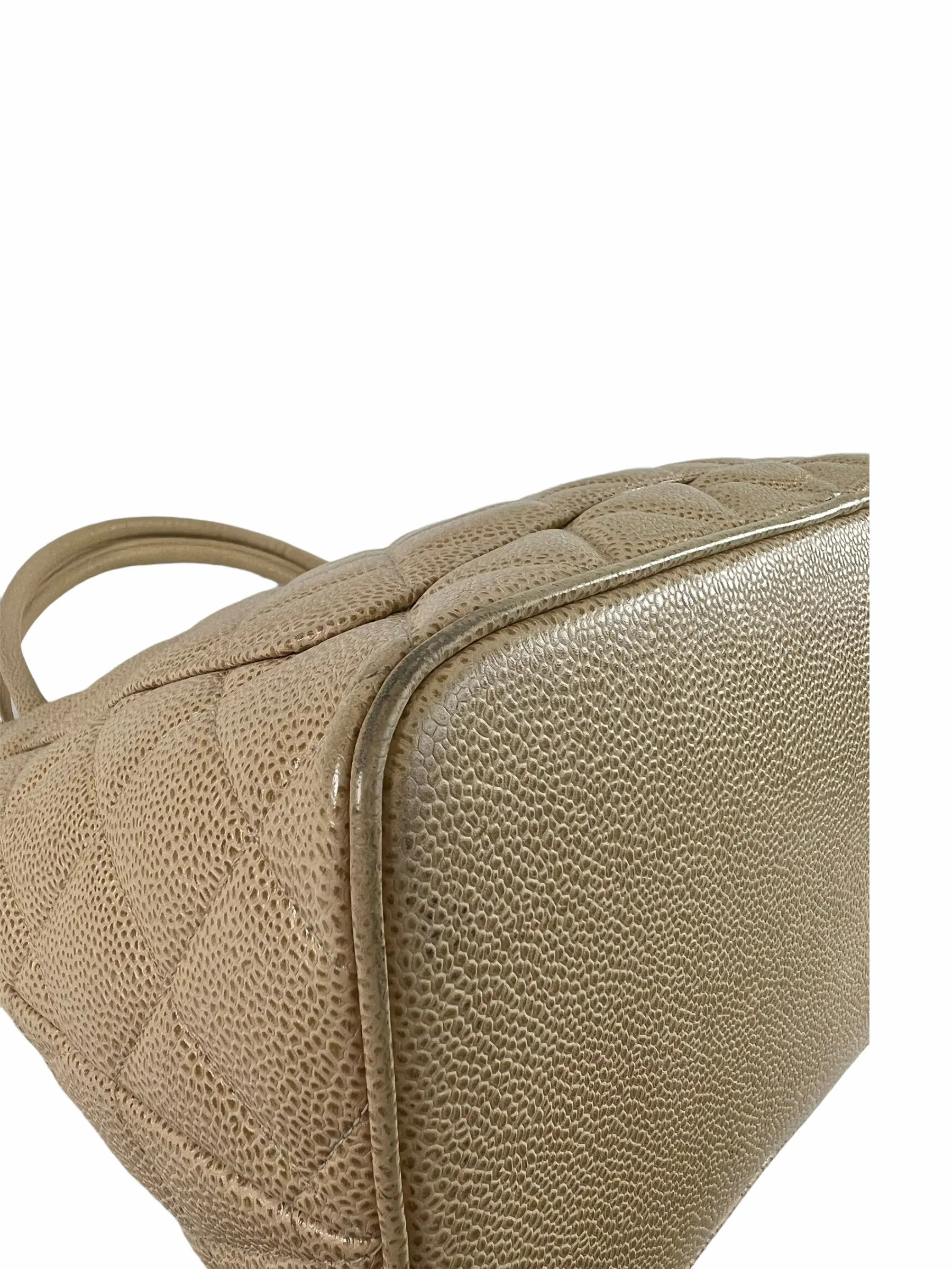 Chanel Cream Caviar Leather Medallion Tote