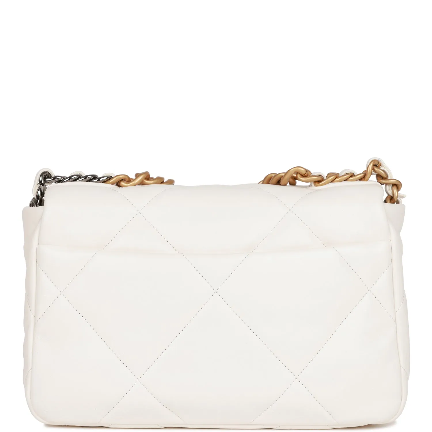 Chanel Medium 19 Flap Bag White Calfskin Mixed Hardware