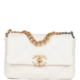 Chanel Medium 19 Flap Bag White Calfskin Mixed Hardware