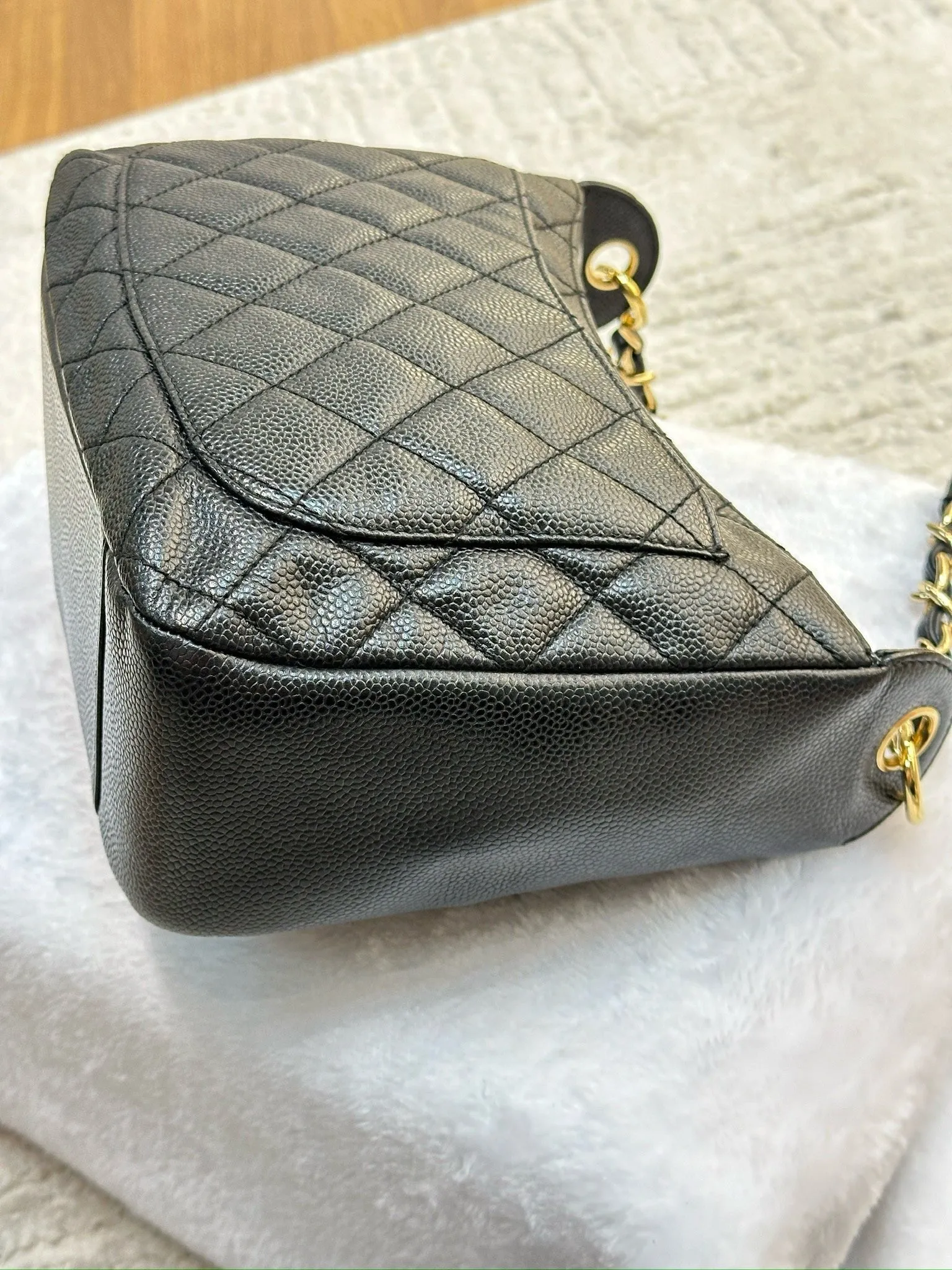 Chanel Medium Caviar Quilted Pochette Shoulder Bag Black GHW