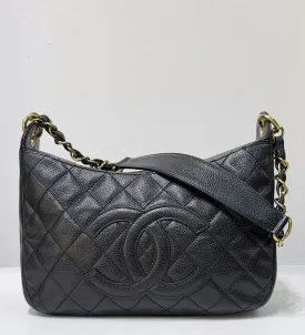 Chanel Medium Caviar Quilted Pochette Shoulder Bag Black GHW