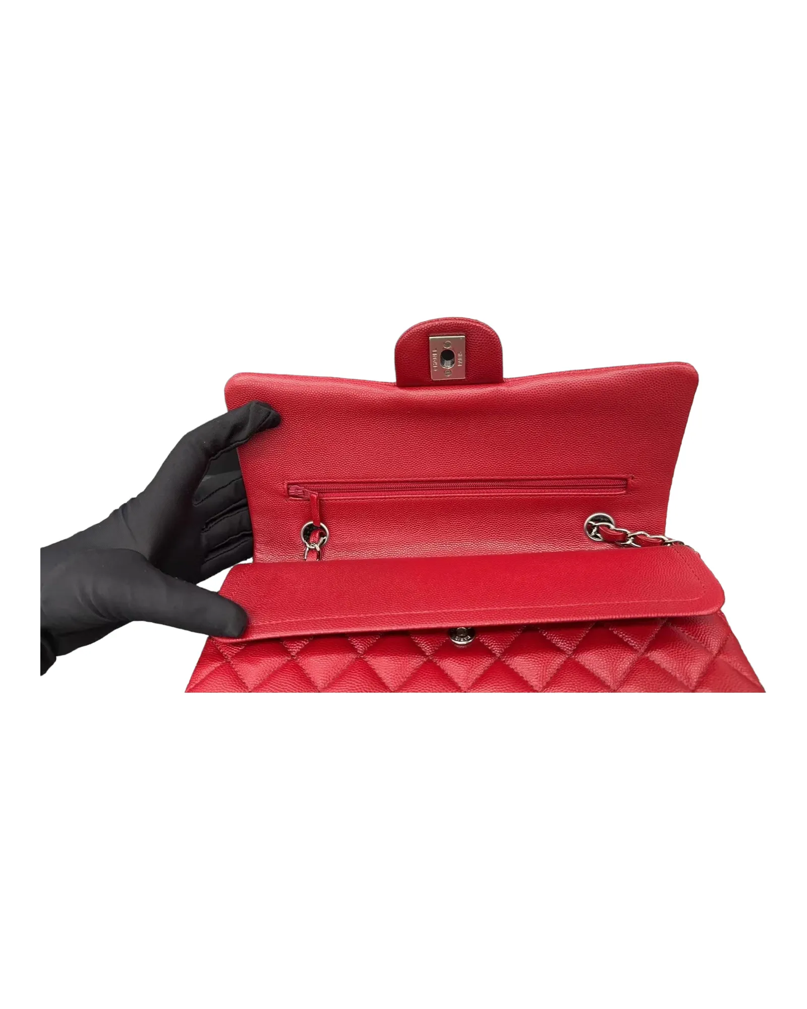 CHANEL Medium Classic Flap 17B Red Caviar