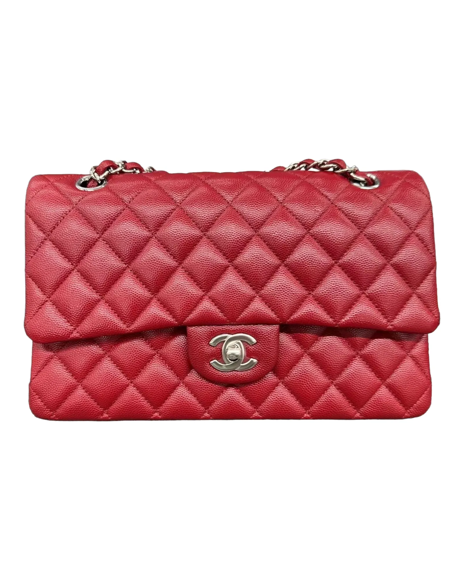 CHANEL Medium Classic Flap 17B Red Caviar