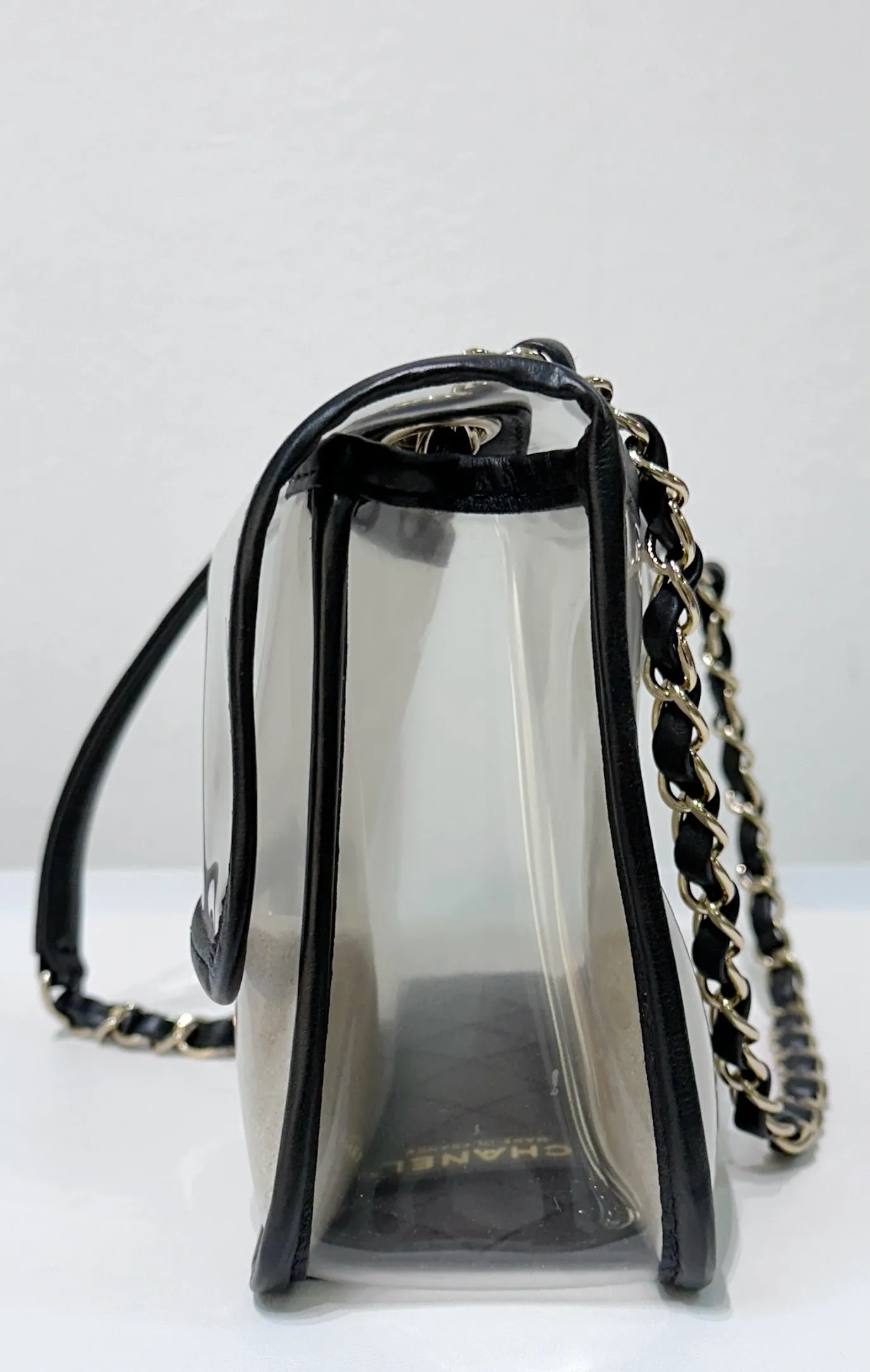 Chanel Medium Lambskin PVC Coco Sand Flap Black Bag