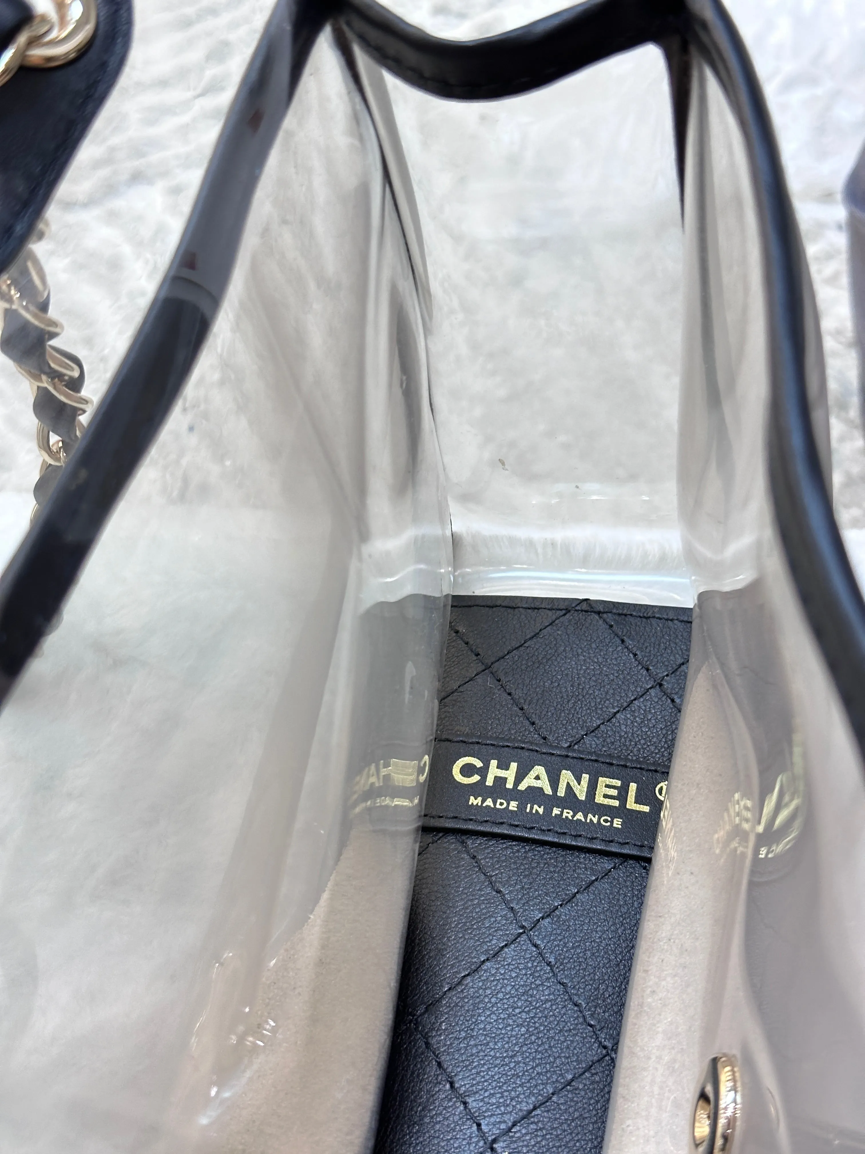 Chanel Medium Lambskin PVC Coco Sand Flap Black Bag