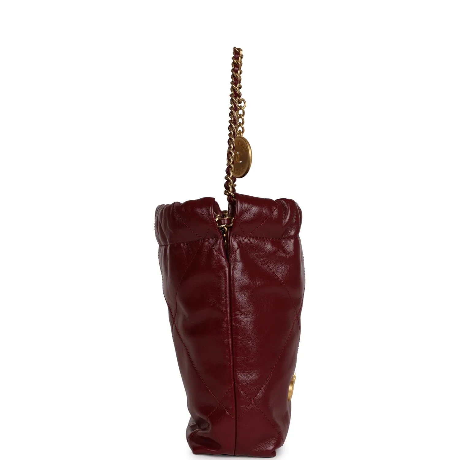 Chanel Mini 22 Bag Burgundy Calfskin Gold Hardware