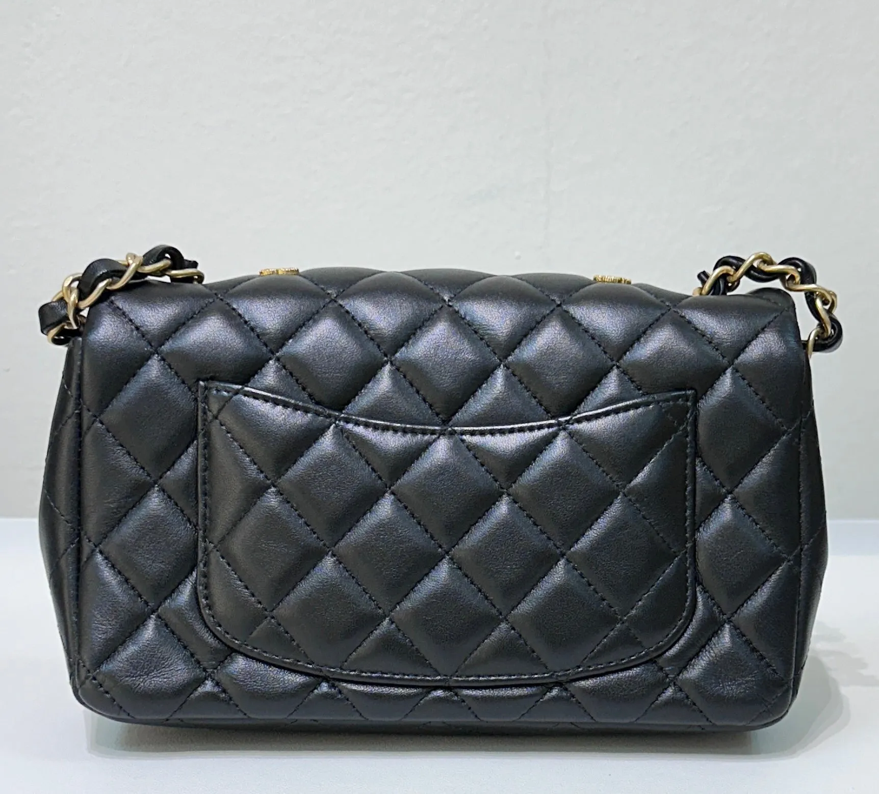 Chanel Mini Lambskin Quilted Egyptian Amulet Rectangular Flap Black GHW