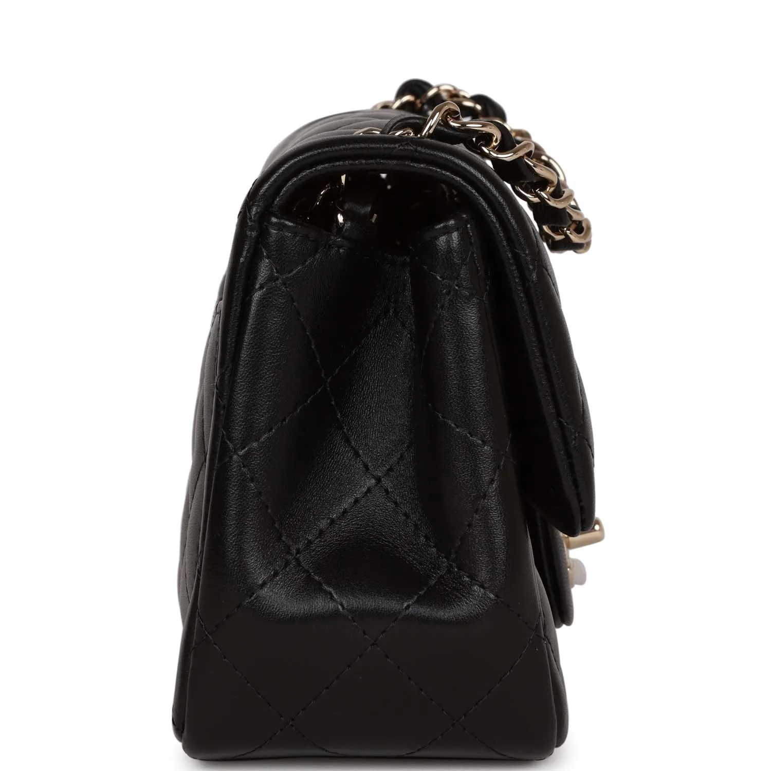 Chanel Mini Square Flap Bag Black Lambskin Light Gold Hardware