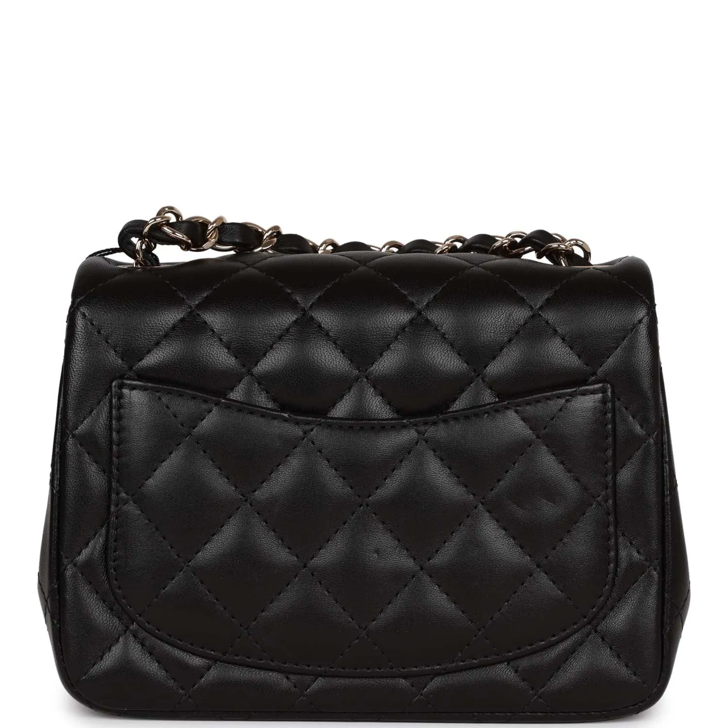 Chanel Mini Square Flap Bag Black Lambskin Light Gold Hardware