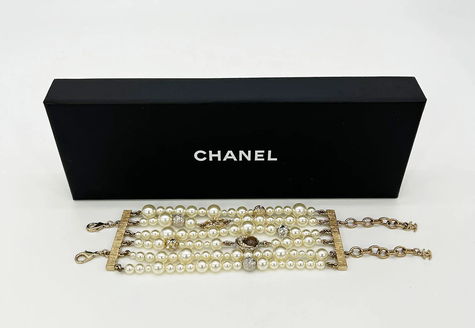 Chanel Pearl Strand Charm Bracelet