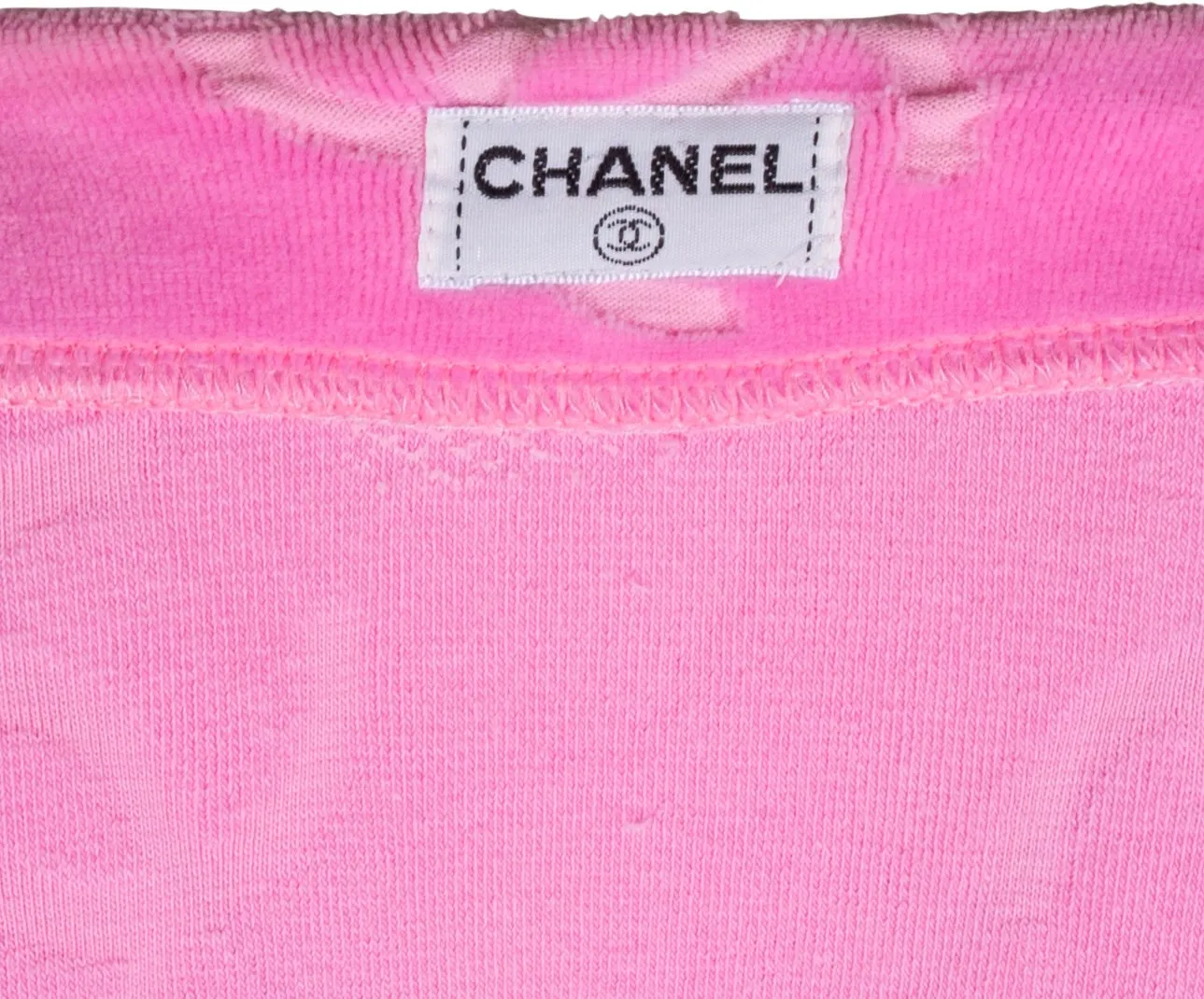 Chanel Pink Velour Logo Spring 1996 Runway Jacket