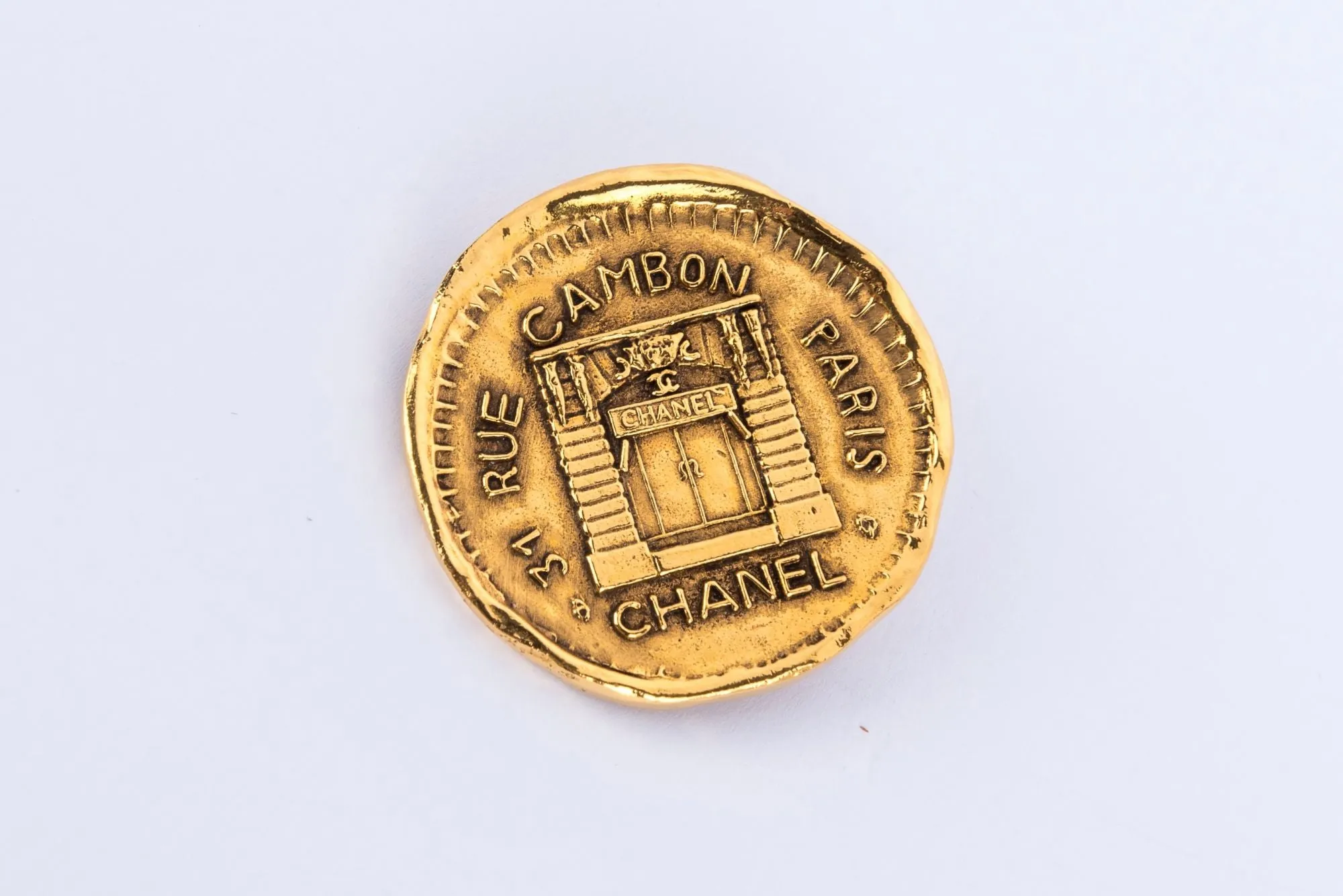 Chanel Vintage 31 Rue Cambon Gold Medallion Brooch, no Dust Cover & Box