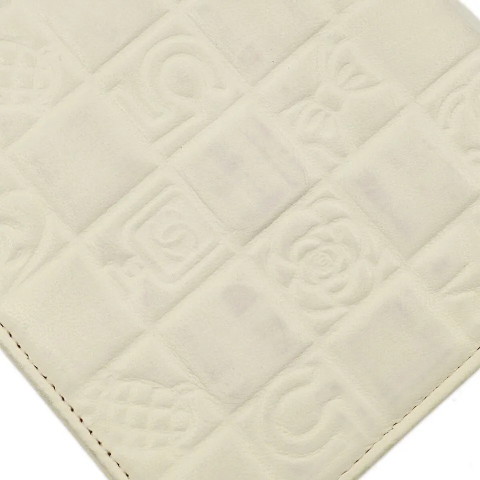 Chanel White Lambskin Icon Bifold Wallet Purse 89058