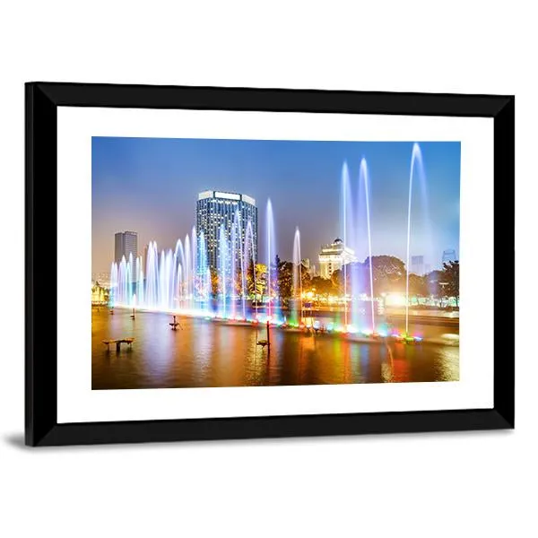 City Square Music Fountain Canvas Wall Art