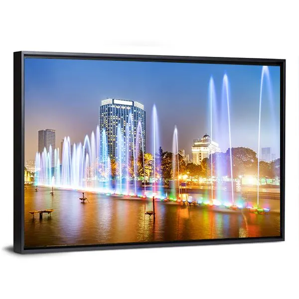 City Square Music Fountain Canvas Wall Art