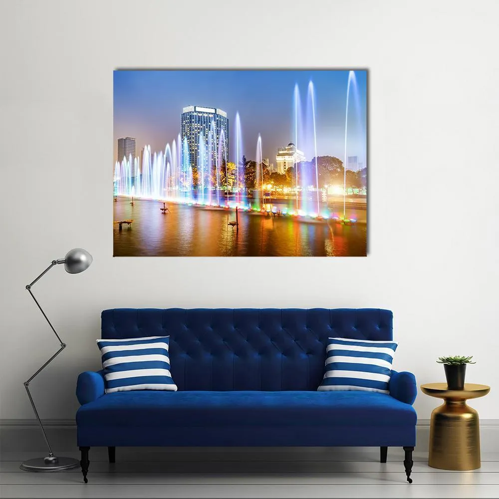 City Square Music Fountain Canvas Wall Art