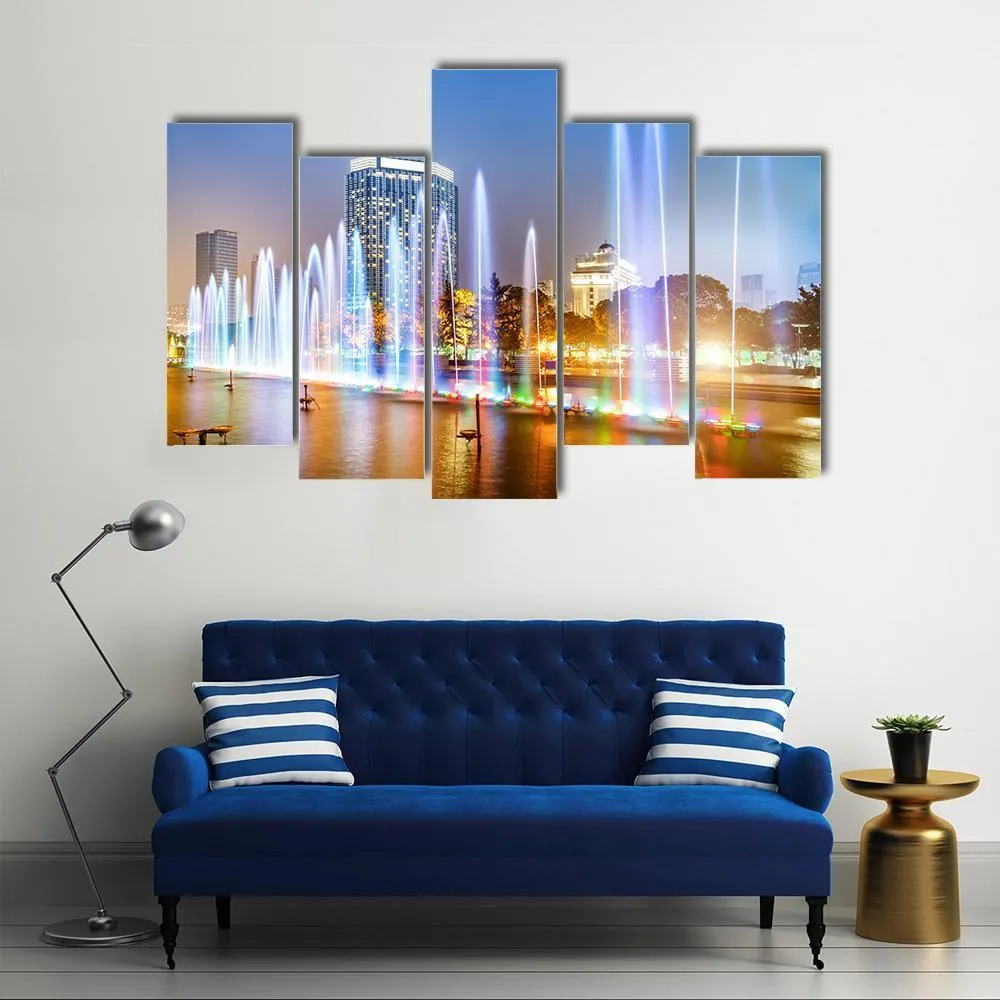 City Square Music Fountain Canvas Wall Art