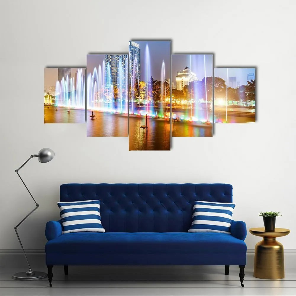 City Square Music Fountain Canvas Wall Art