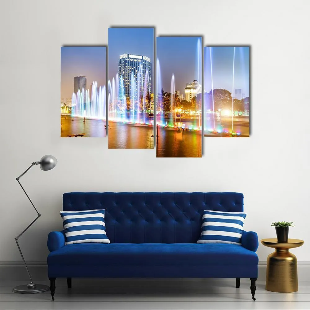 City Square Music Fountain Canvas Wall Art