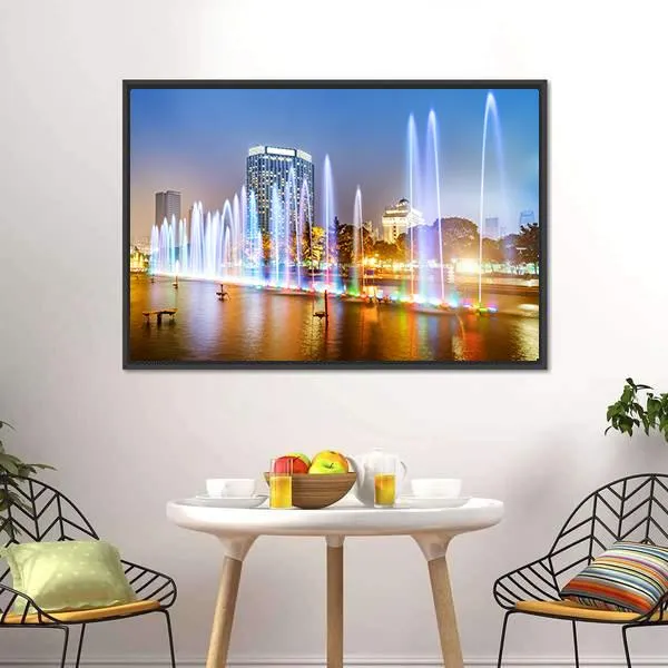 City Square Music Fountain Canvas Wall Art