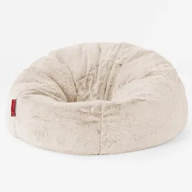 Classic Bean Bag Chair - Fluffy Faux Fur Rabbit White