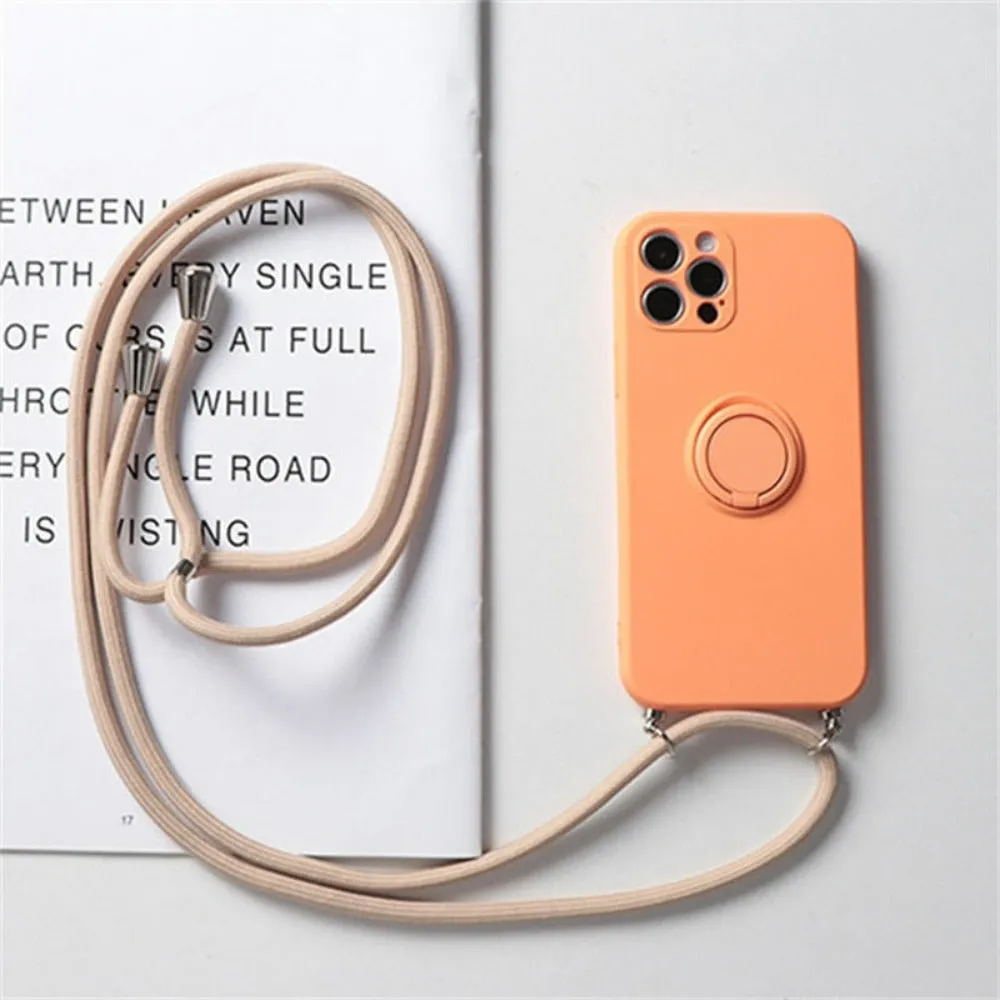 Crossbody Phone Case With Rope Ring Stand For IPhone