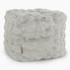 Cube Footstool Pouffe - Bubble Faux Fur Sage Green